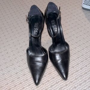 GUCCI heels leather with ankle strap and silver heel